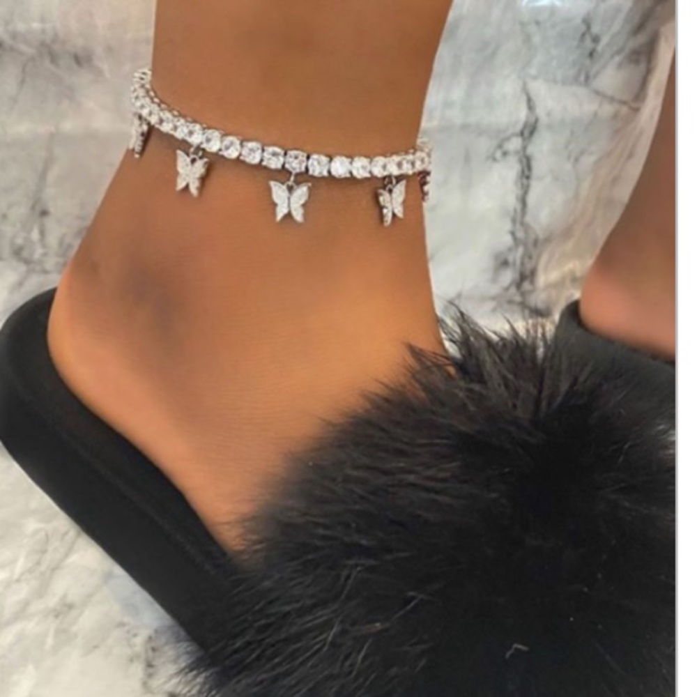 Anklet butterfly silver